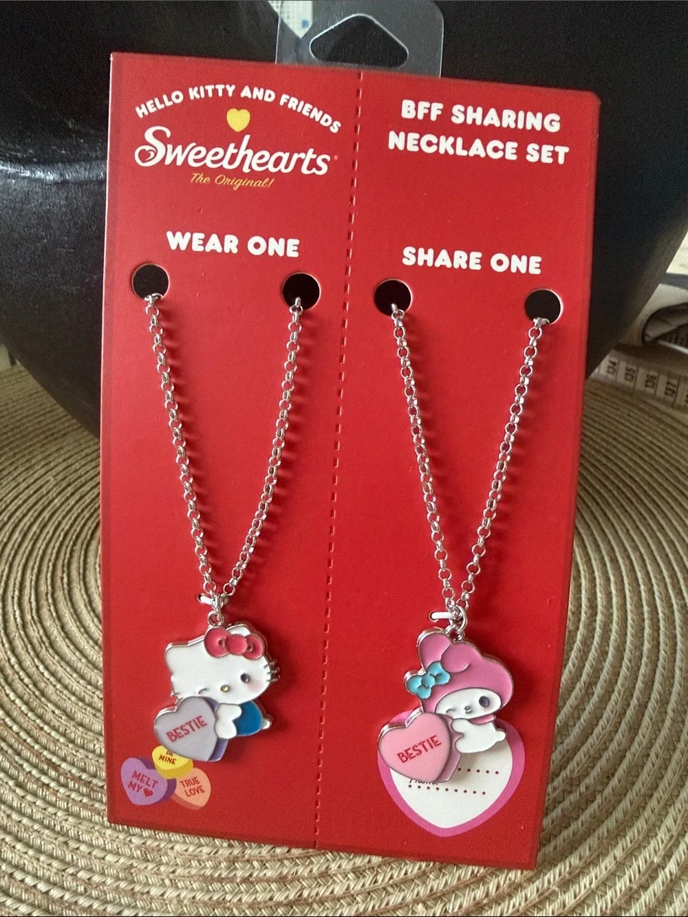 Hello Kitty Sweethearts Pink and Red BFF Sharing Necklace Set